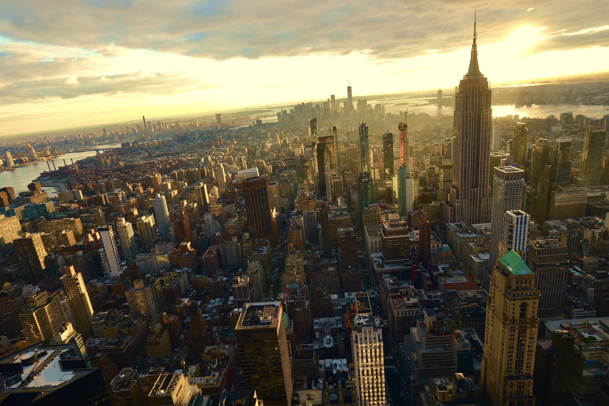 skyline of Manhattan taken from The Summit at 41st street. you can see the Empire State Building among hundreds of other high rise buildings.